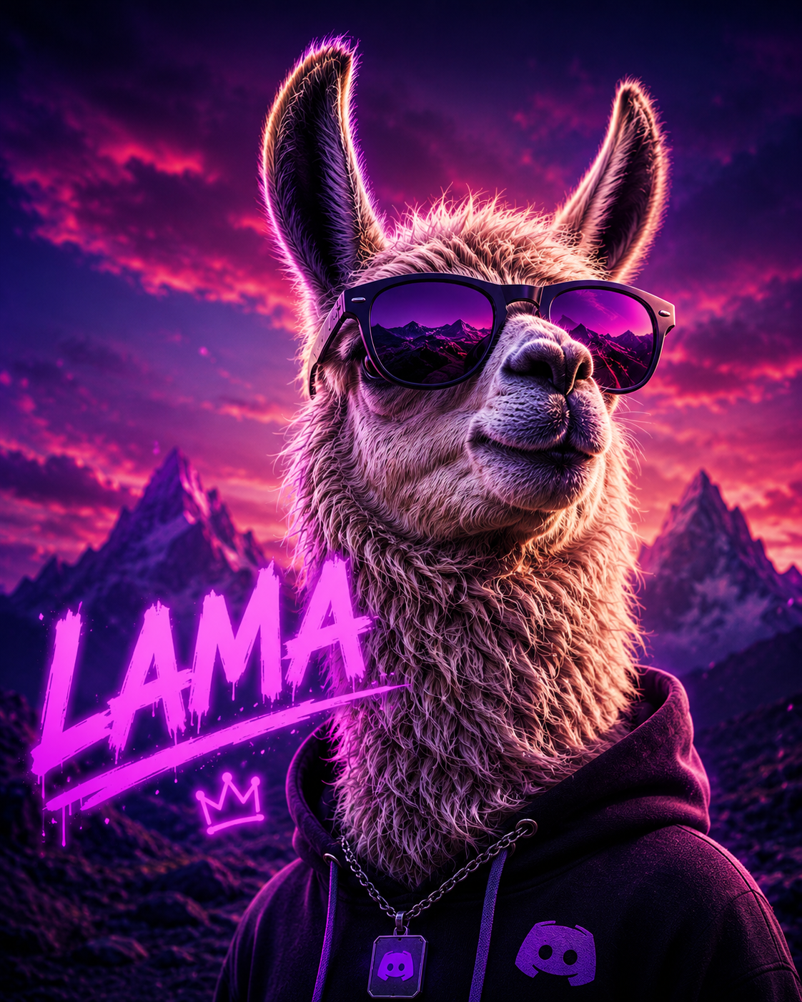 Lama Bot mascot with sunglasses